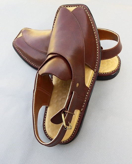 Heritage Brown Leather Comfort Peshawari Sandals for Men