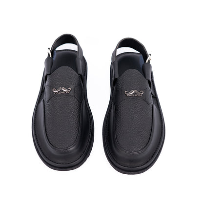 Midnight Edge Black Leather Urban Sandals