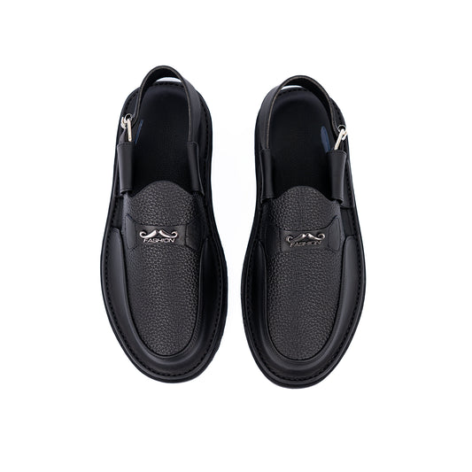 Midnight Edge Black Leather Urban Sandals