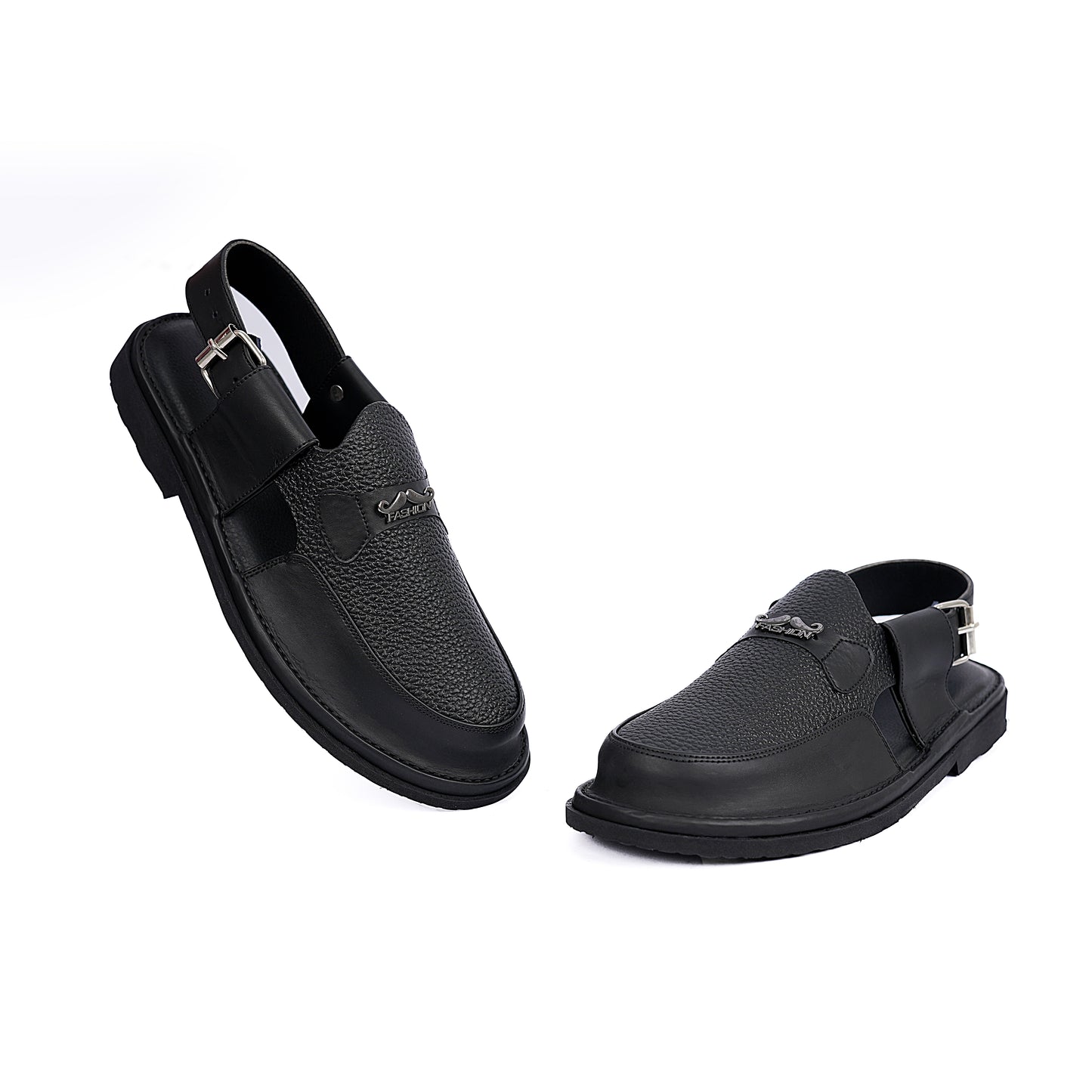 Midnight Edge Black Leather Urban Sandals