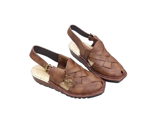 Classic Brown Leather Handcrafted Peshawari Sandals for Men