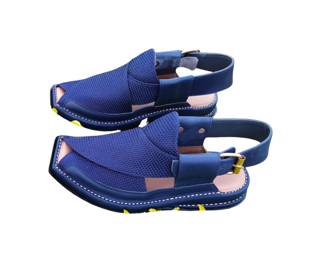 Navy Blue Fabric Cross-Strap Comfort Sandals for Men