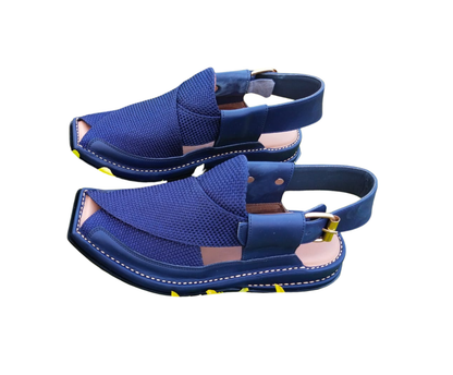 Navy Blue Fabric Cross-Strap Comfort Sandals for Men