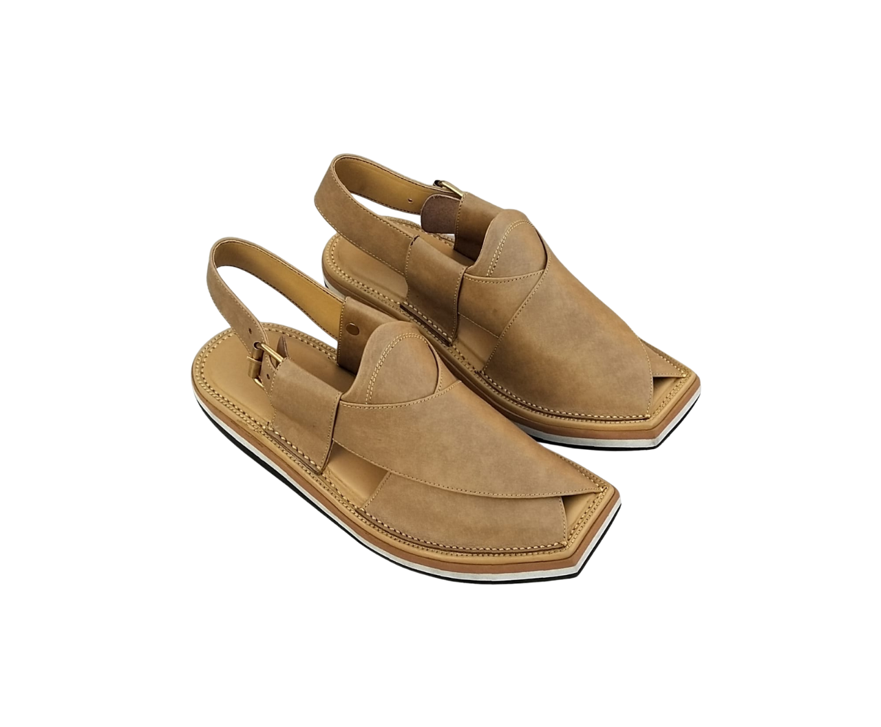 Sandstone Brown Leather Classic Peshawari Chapal for Men