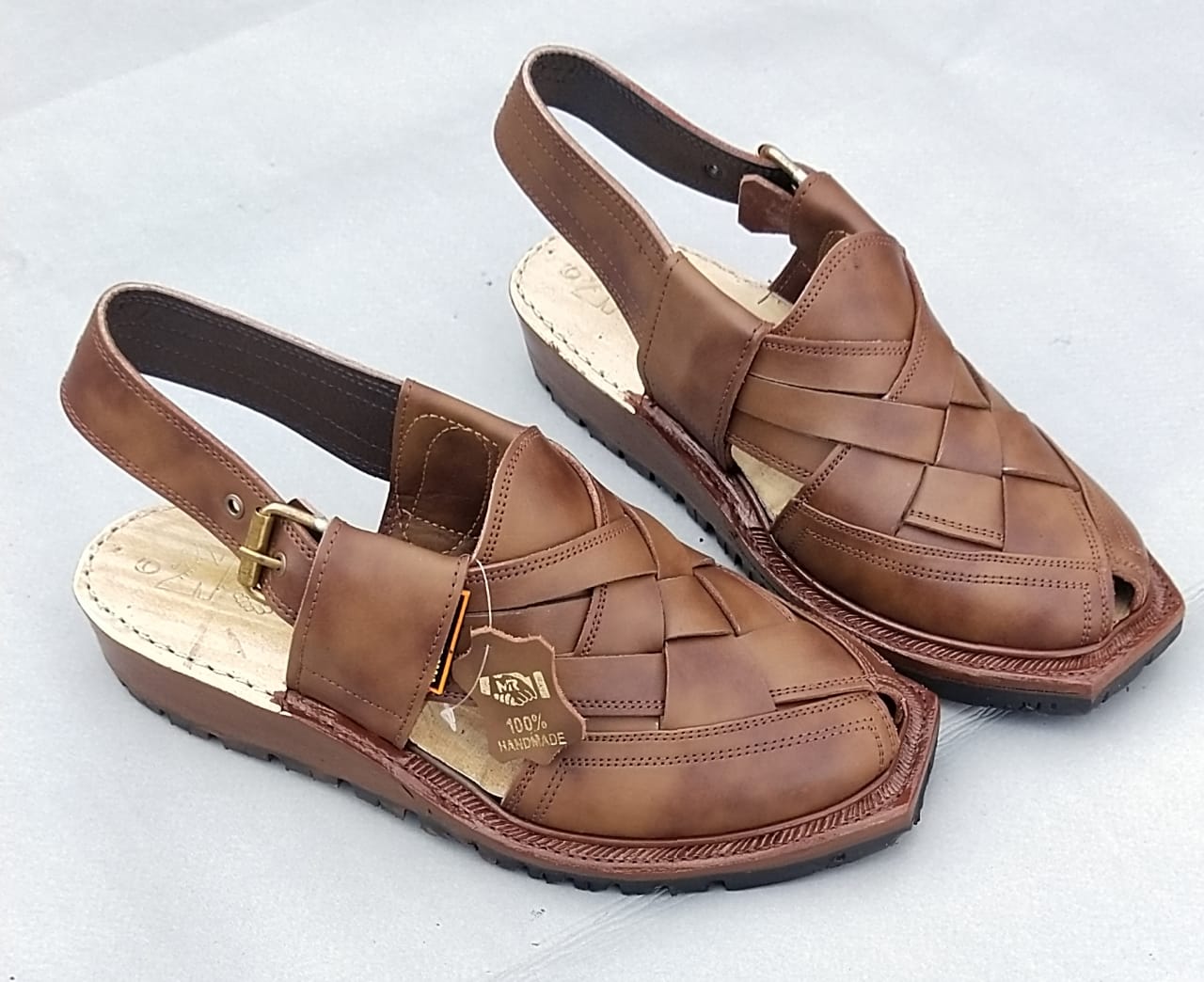 Classic Brown Leather Handcrafted Peshawari Sandals for Men