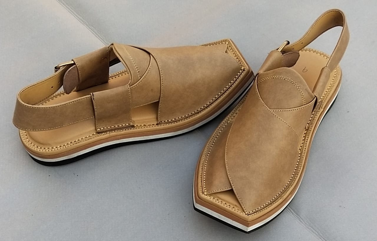 Sandstone Brown Leather Classic Peshawari Chapal for Men
