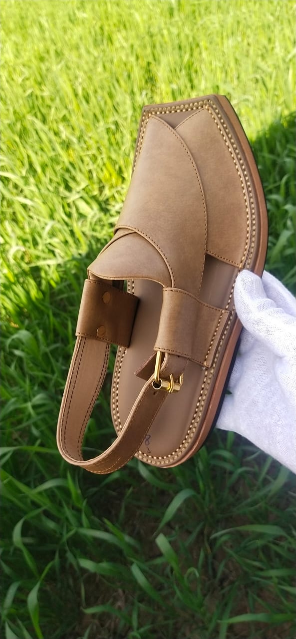 Sandstone Brown Leather Classic Peshawari Chapal for Men