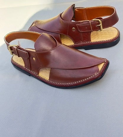 Heritage Brown Leather Comfort Peshawari Sandals for Men